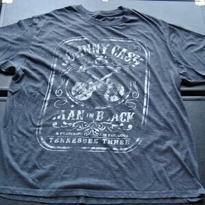 Johnny Cash Man in Black X-Large Gray Merch Traffic Short Sleeve Shirt